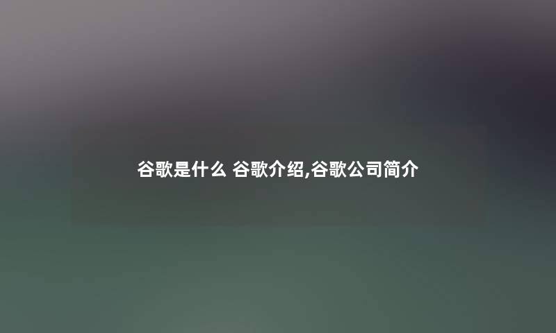 谷歌是什么 谷歌介绍,谷歌公司简介 谷歌是什么 谷歌介绍,谷歌公司简介