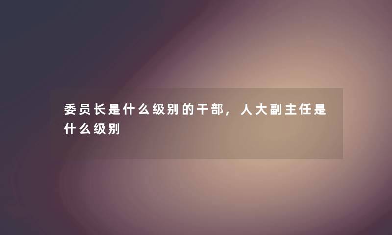 委员长是什么级别的干部,人大副主任是什么级别 委员长是什么级别的干部,人大副主任是什么级别