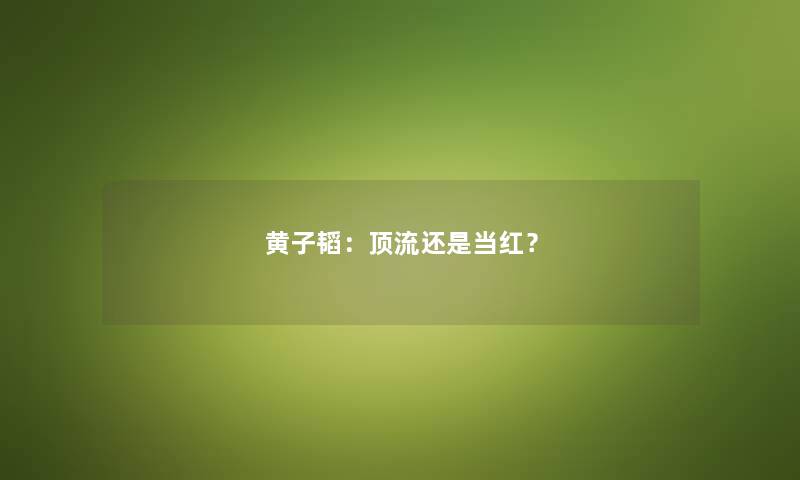 黄子韬:顶流还是当红? 黄子韬:顶流还是当红?