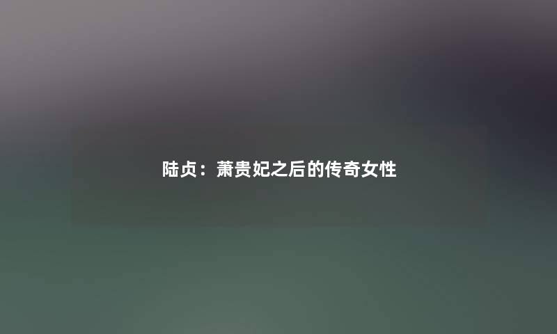 陆贞:萧贵妃之后的传奇女性 陆贞:萧贵妃之后的传奇女性