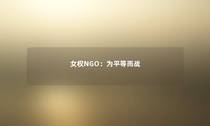 女权NGO:为平等而战 女权NGO:为平等而战