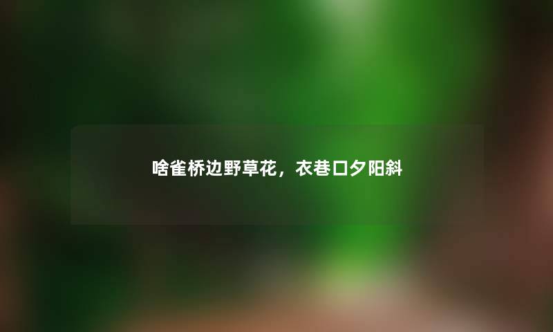 啥雀桥边野草花,衣巷口夕阳斜 啥雀桥边野草花,衣巷口夕阳斜
