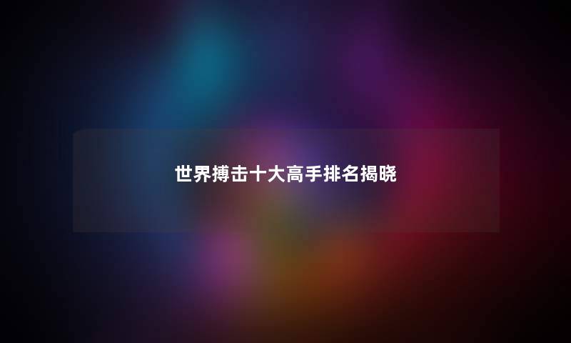 世界搏击一些高手推荐揭晓 世界搏击一些高手推荐揭晓