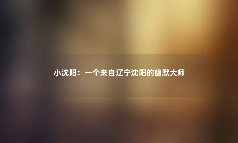 小沈阳:一个来自辽宁沈阳的幽默大师 小沈阳:一个来自辽宁沈阳的幽默大师