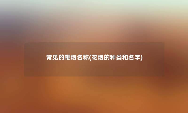 常见的鞭炮名称(花炮的种类和名字) 常见的鞭炮名称(花炮的种类和名字)