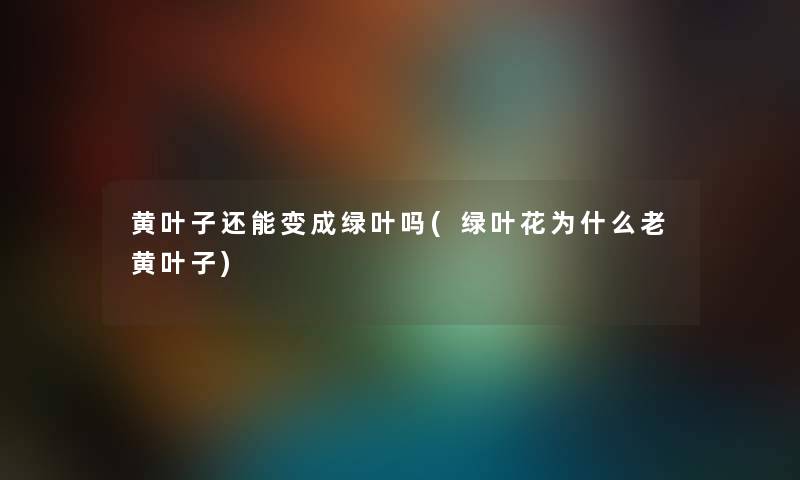 黄叶子还能变成绿叶吗(绿叶花为什么老黄叶子) 黄叶子还能变成绿叶吗(绿叶花为什么老黄叶子)