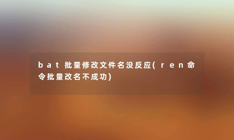 bat批量修改文件名没反应(ren命令批量改名不成功)