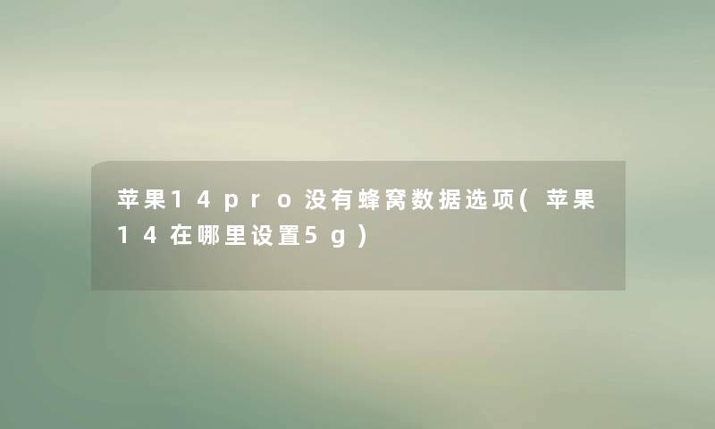苹果14pro没有蜂窝数据选项(苹果14在哪里设置5g) 苹果14pro没有蜂窝数据选项(苹果14在哪里设置5g)