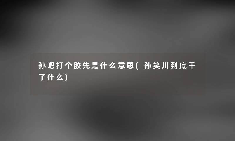 孙吧打个胶先是什么意思(孙笑川到底干了什么) 孙吧打个胶先是什么意思(孙笑川到底干了什么)