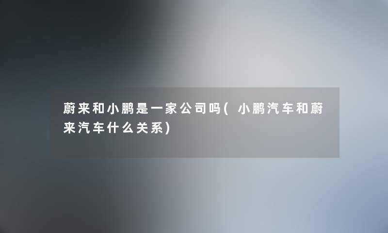 蔚来和小鹏是一家公司吗(小鹏汽车和蔚来汽车什么关系) 蔚来和小鹏是一家公司吗(小鹏汽车和蔚来汽车什么关系)