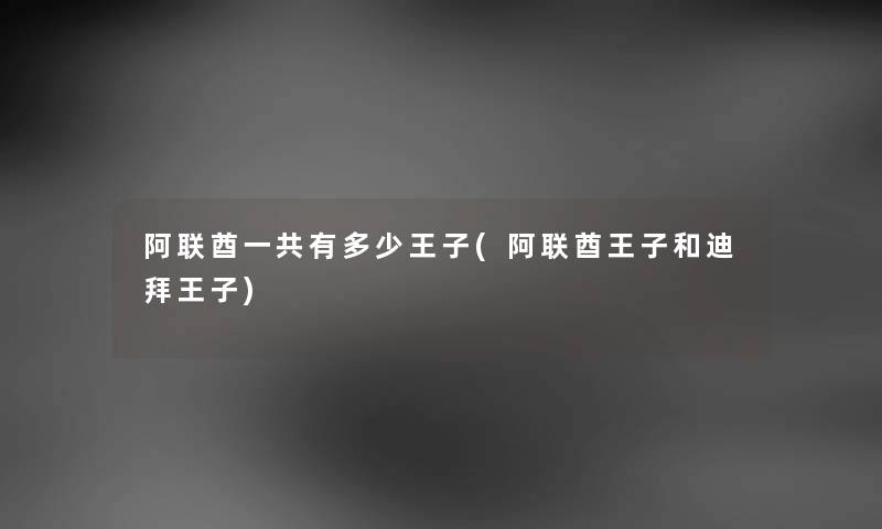 阿联酋一共有多少王子(阿联酋王子和迪拜王子) 阿联酋一共有多少王子(阿联酋王子和迪拜王子)