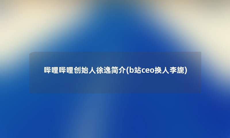 哔哩哔哩创始人徐逸简介(b站ceo换人李旎) 哔哩哔哩创始人徐逸简介(b站ceo换人李旎)