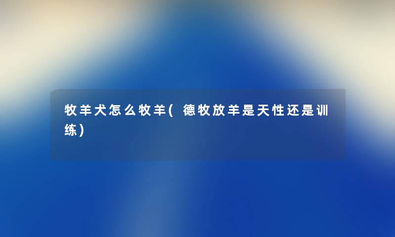 牧羊犬怎么牧羊(德牧放羊是天性还是训练) 牧羊犬怎么牧羊(德牧放羊是天性还是训练)