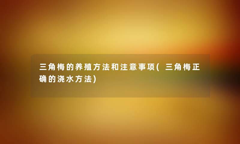 三角梅的养殖方法和注意事项(三角梅正确的浇水方法)