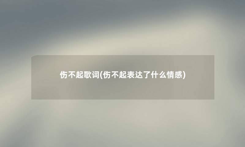 伤不起歌词(伤不起表达了什么情感) 伤不起歌词(伤不起表达了什么情感)