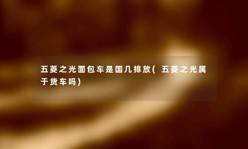 五菱之光面包车是国几排放(五菱之光属于货车吗) 五菱之光面包车是国几排放(五菱之光属于货车吗)
