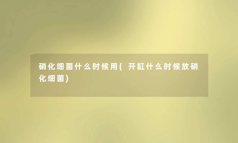 硝化细菌什么时候用(开缸什么时候放硝化细菌)