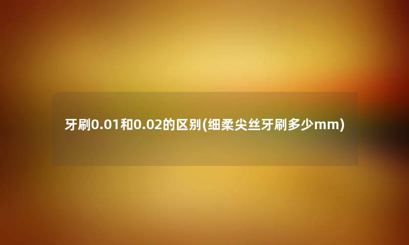 牙刷0.01和0.02的区别(细柔尖丝牙刷多少mm)