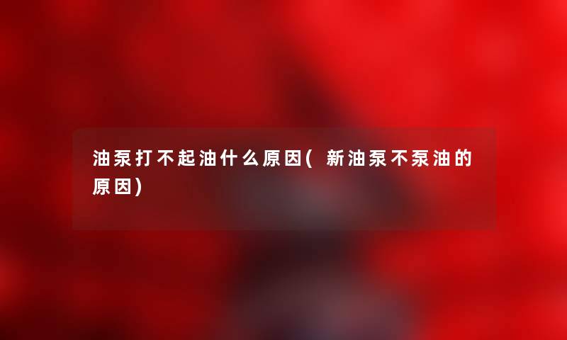 油泵打不起油什么原因(新油泵不泵油的原因)