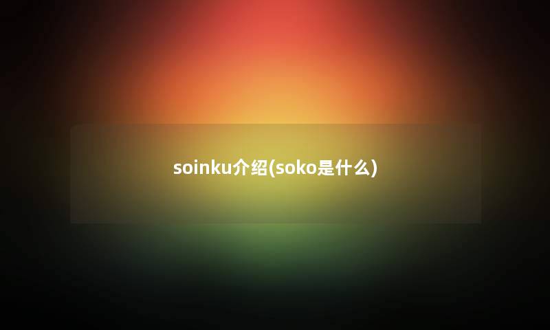 soinku介绍(soko是什么)
