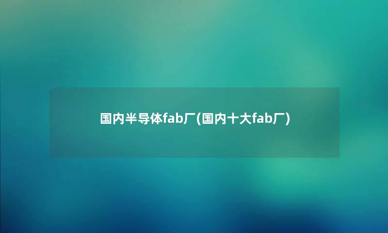 国内半导体fab厂(国内一些fab厂)