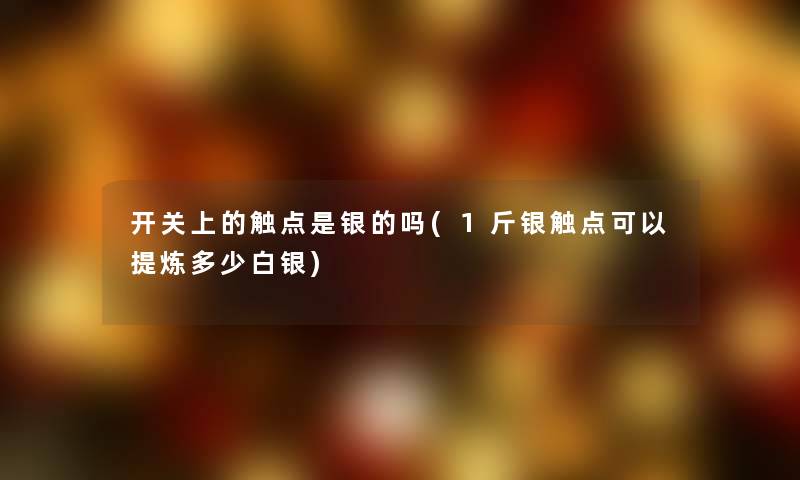 开关上的触点是银的吗(1斤银触点可以提炼多少白银)