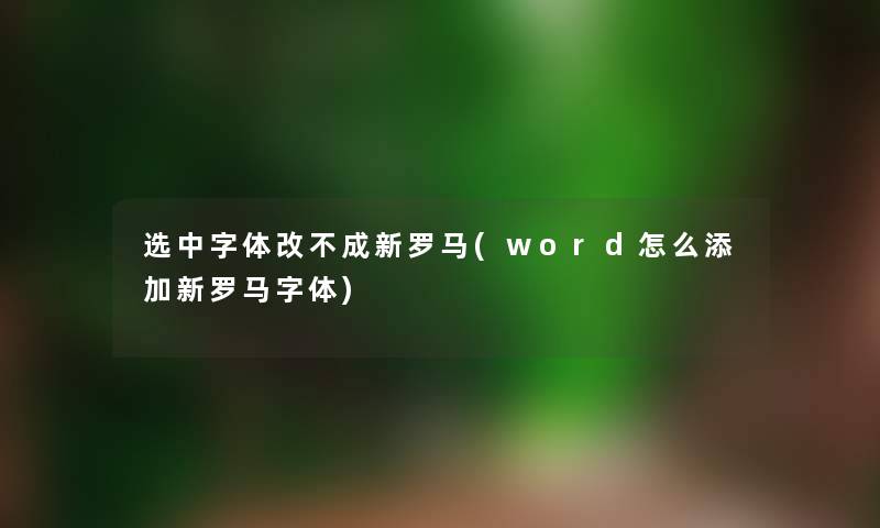 选中字体改不成新罗马(word怎么添加新罗马字体)