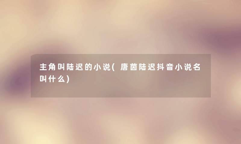 主角叫陆迟的小说(唐茵陆迟抖音小说名叫什么)