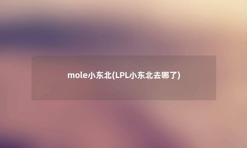mole小东北(LPL小东北去哪了)