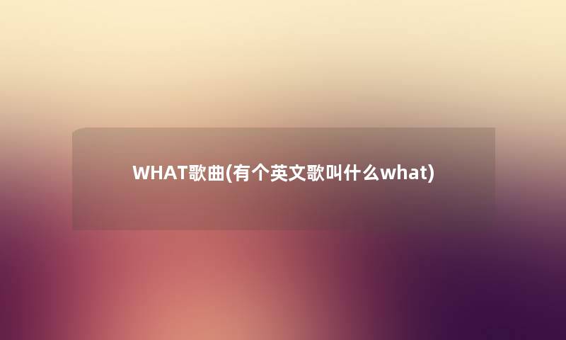 WHAT歌曲(有个英文歌叫什么what)