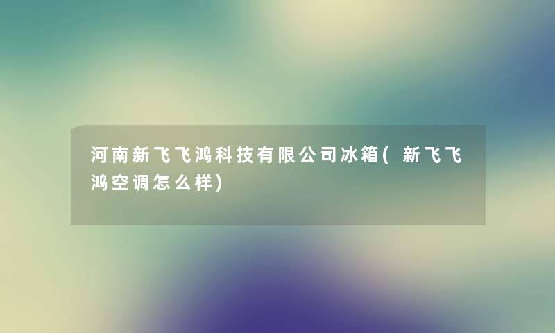 河南新飞飞鸿科技有限公司冰箱(新飞飞鸿空调怎么样)