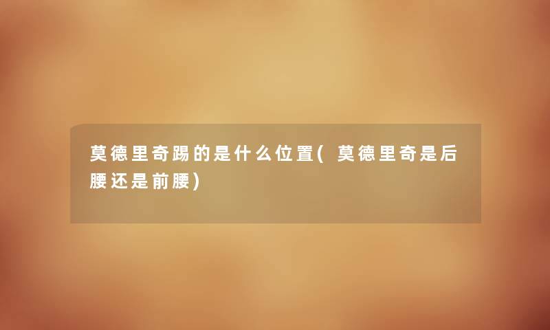 莫德里奇踢的是什么位置(莫德里奇是后腰还是前腰)