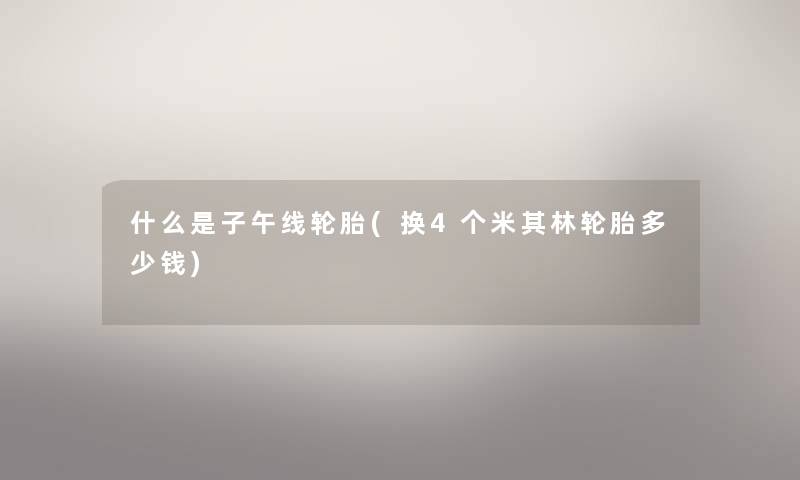 什么是子午线轮胎(换4个米其林轮胎多少钱)
