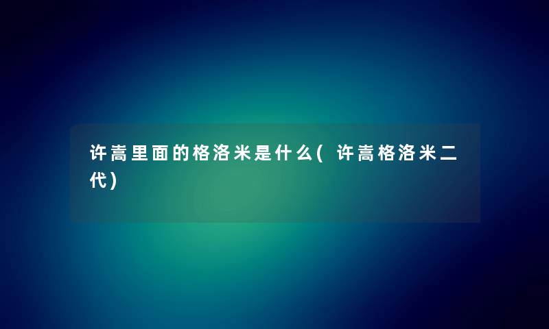 许嵩里面的格洛米是什么(许嵩格洛米二代)