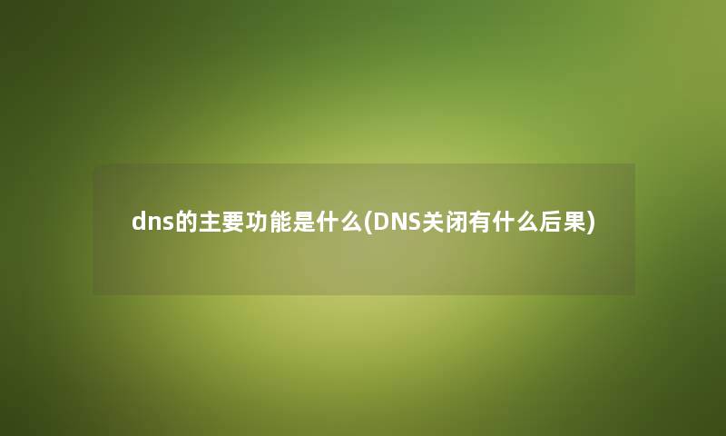 dns的主要功能是什么(DNS关闭有什么后果)