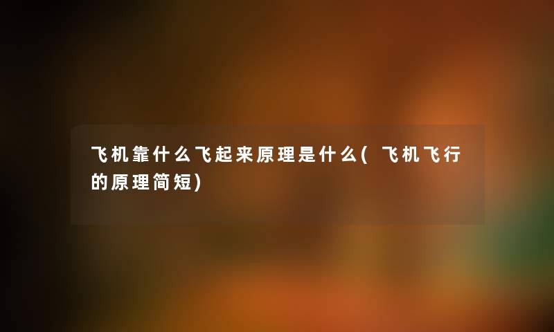 飞机靠什么飞起来原理是什么(飞机飞行的原理简短) 飞机靠什么飞起来原理是什么(飞机飞行的原理简短)