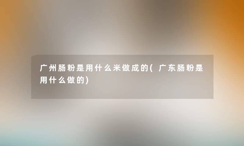 广州肠粉是用什么米做成的(广东肠粉是用什么做的)