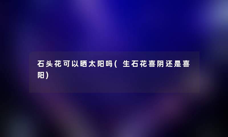 石头花可以晒太阳吗(生石花喜阴还是喜阳) 石头花可以晒太阳吗(生石花喜阴还是喜阳)