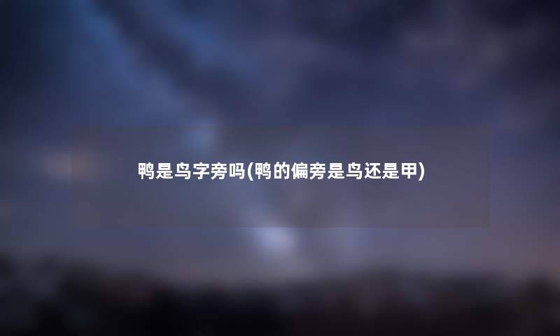 鸭是鸟字旁吗(鸭的偏旁是鸟还是甲)