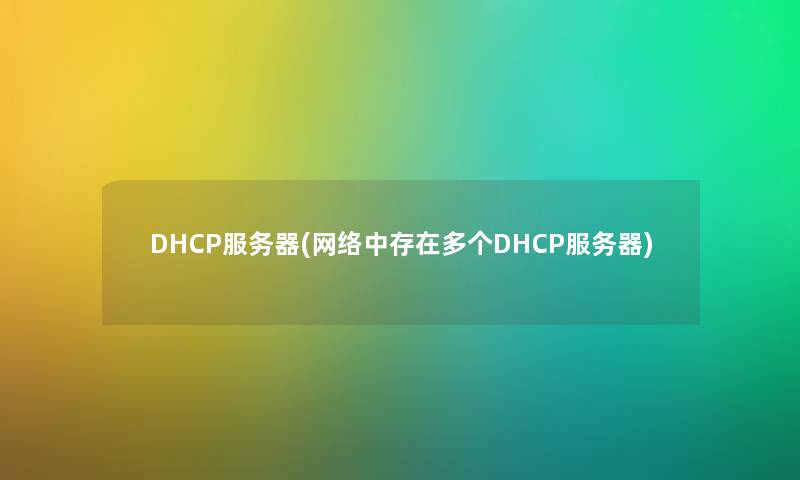 DHCP服务器(网络中存在多个DHCP服务器) DHCP服务器(网络中存在多个DHCP服务器)