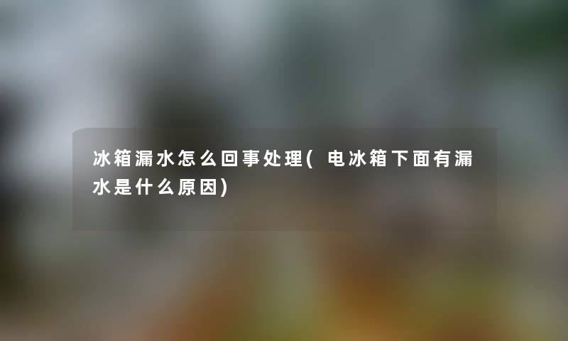 冰箱漏水怎么回事处理(电冰箱下面有漏水是什么原因) 冰箱漏水怎么回事处理(电冰箱下面有漏水是什么原因)