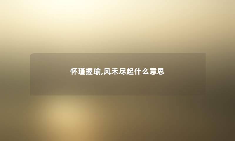 怀瑾握瑜,风禾尽起什么意思