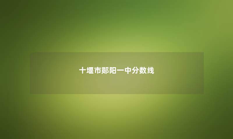 十堰市郧阳一中分数线