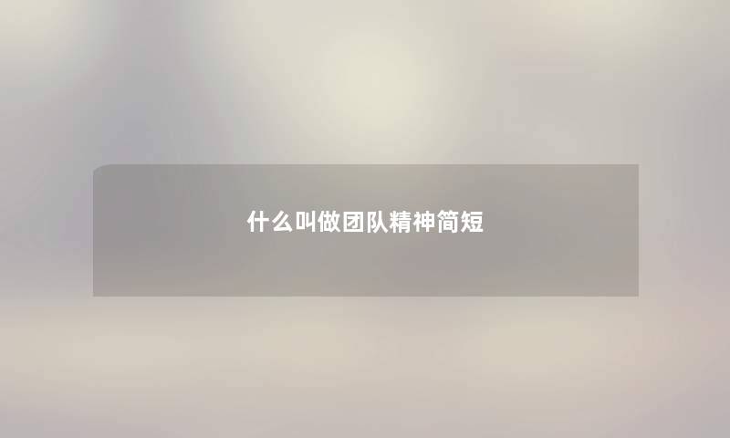 什么叫做团队精神简短