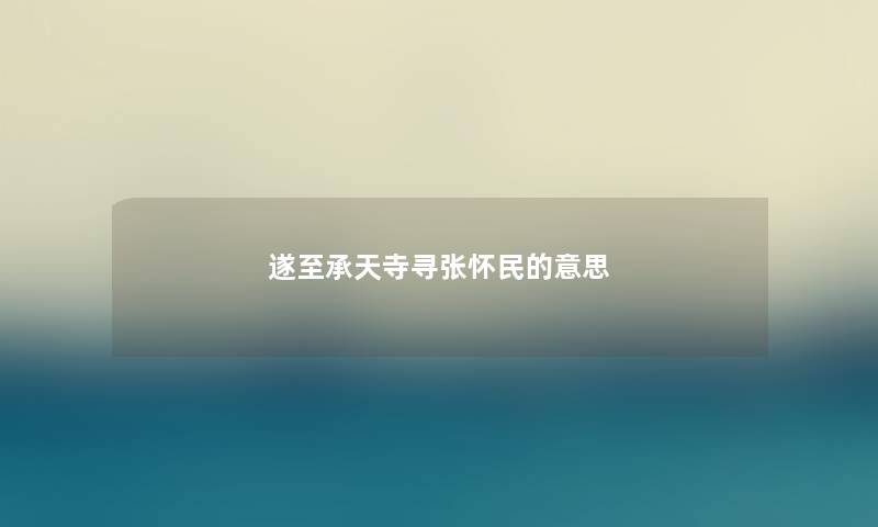 遂至承天寺寻张怀民的意思