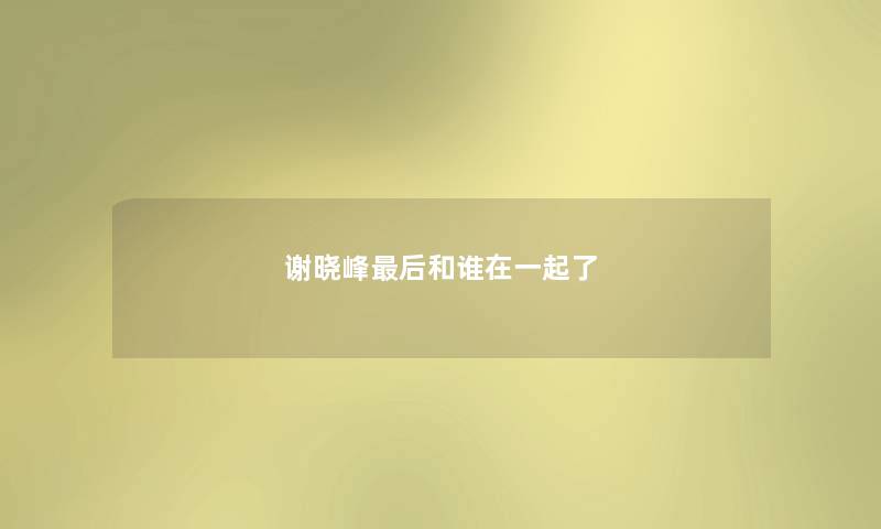 谢晓峰最后和谁在一起了