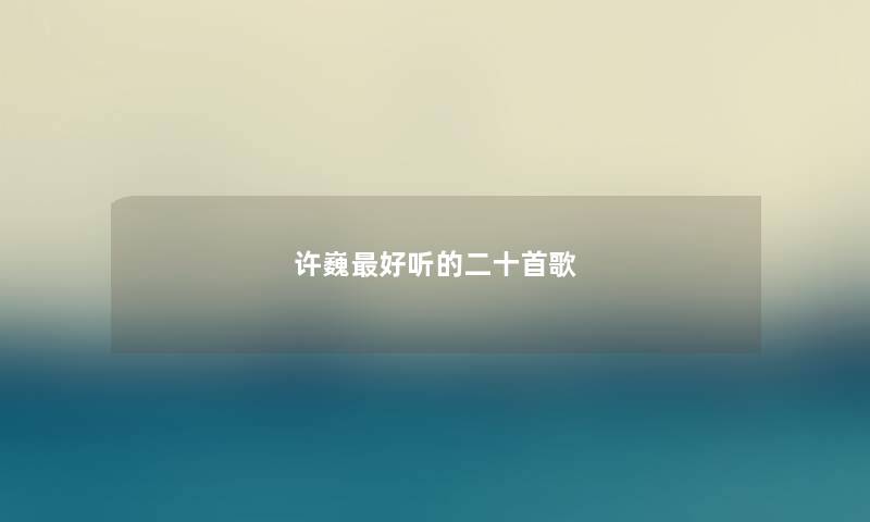 许巍最好听的二十首歌
