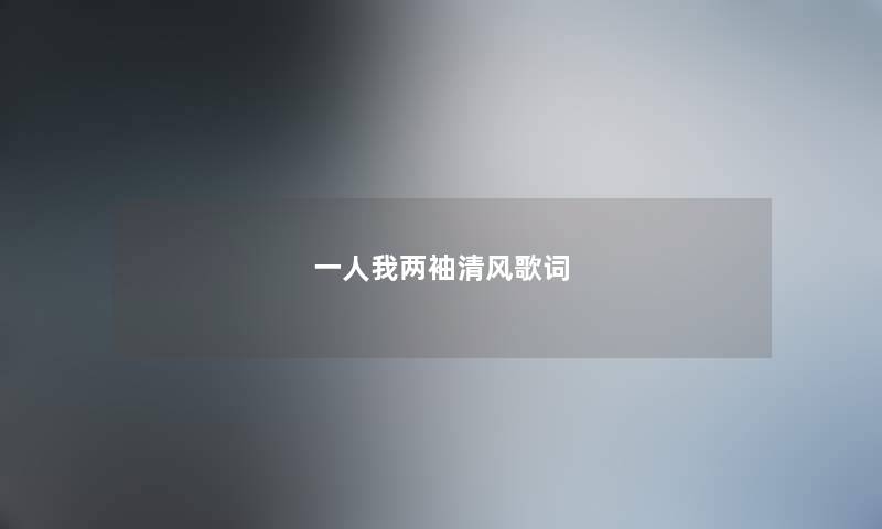 一人我两袖清风歌词