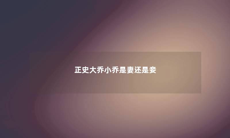 正史大乔小乔是妻还是妾
